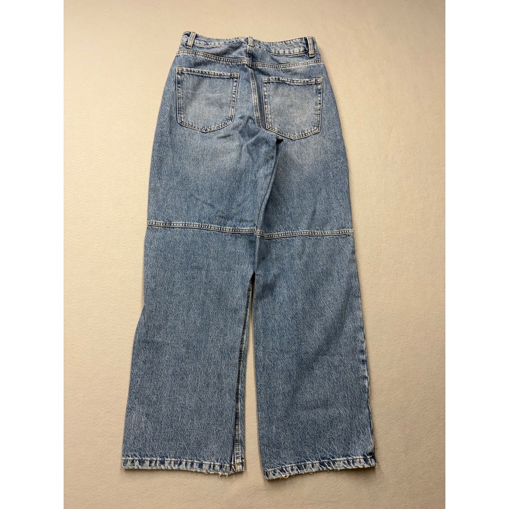 Garage Street Wide Leg Jeans Women 7 28 Blue Denim Y2K High Rise Seam Detail - Picture 2 of 10